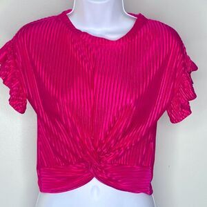 Hot pink ribbed faux silk shirt size S (small) from LOVE, FIRE